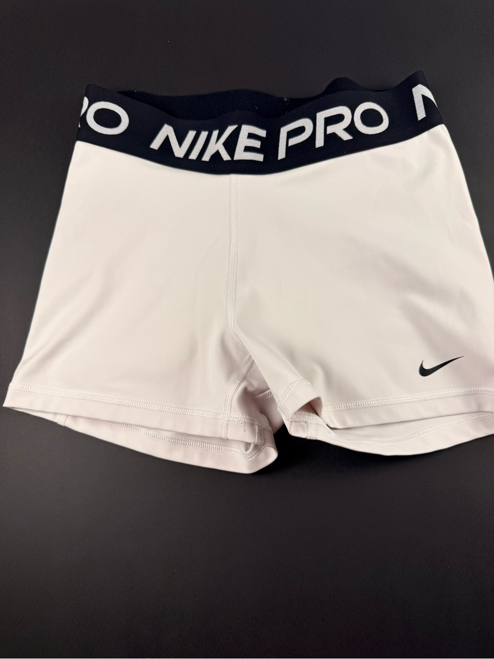 Nike Pro White Women's Compression Bike Shorts with Black Branded Waistband 315